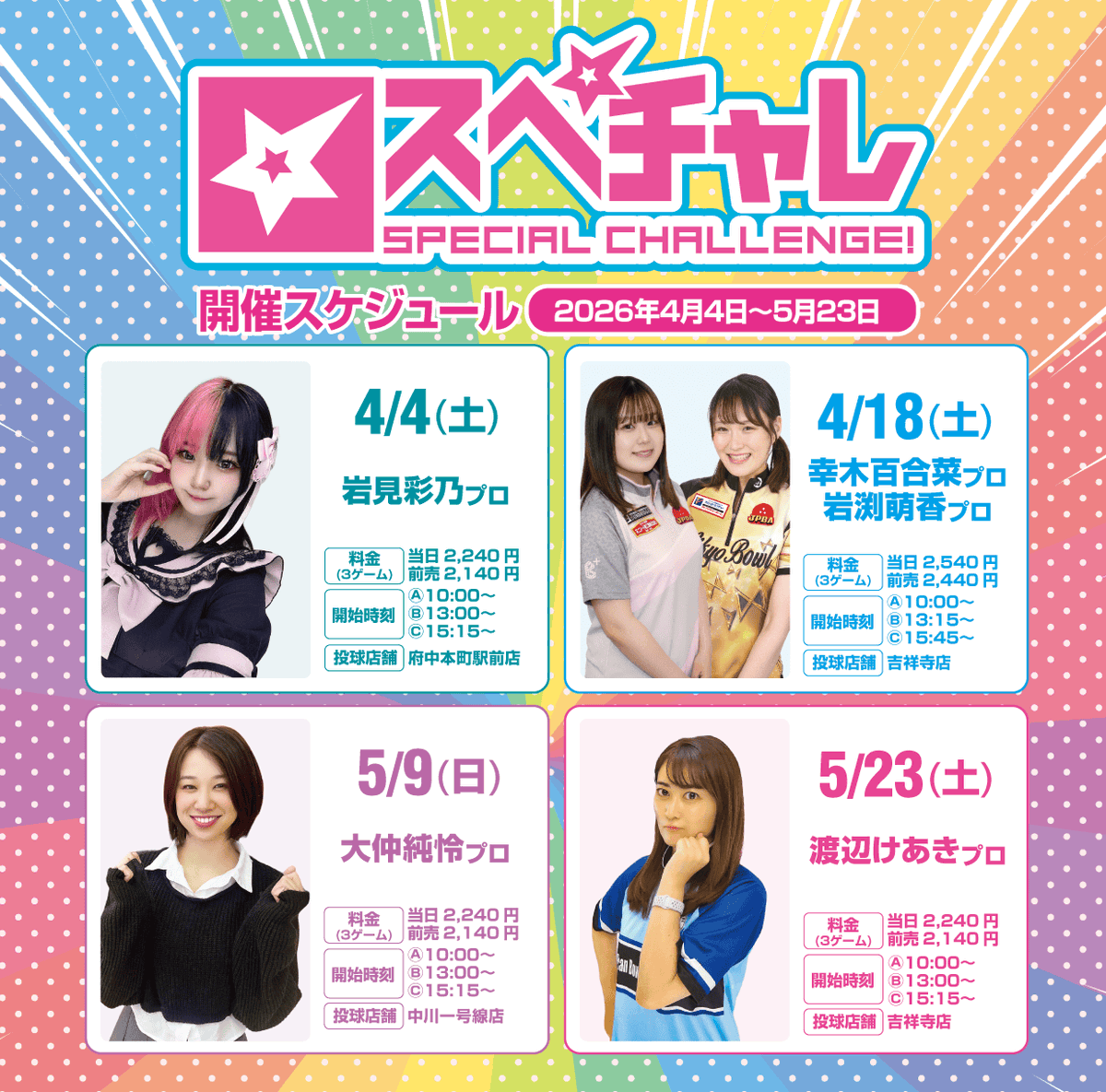 rou1bowling's tweet photo. 🎳5月度スペチャレのご案内🎳
#予約受付中 
#拡散希望 
#ラウンドワン 
#ボウリング 
#ラウンドワンLIVE 
#公開済みイベントも含みます 
#スぺチャレ 
#プロボウラー
詳細はお楽しみに😉⭐️⭐️⭐️ https://t.co/WCzt5Cx1h5