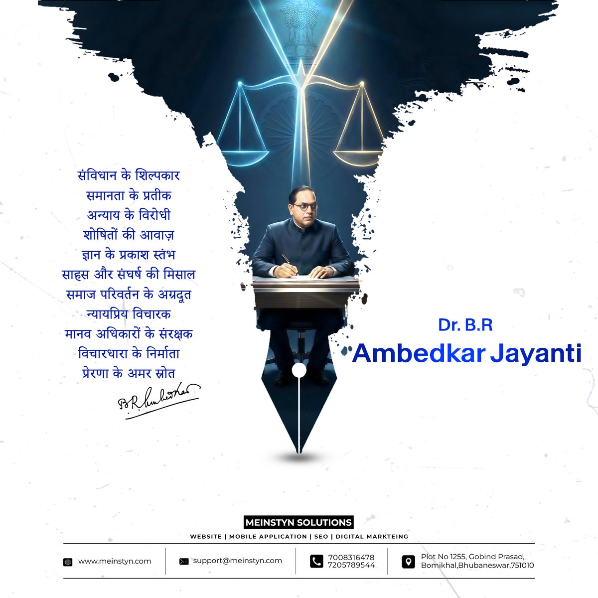 MEINSTYN's tweet photo. 📘 Dr. B.R. Ambedkar Jayanti

Salute to the champion of equality &amp; justice. 🇮🇳

#AmbedkarJayanti #DrAmbedkar https://t.co/avqHG0ovtj