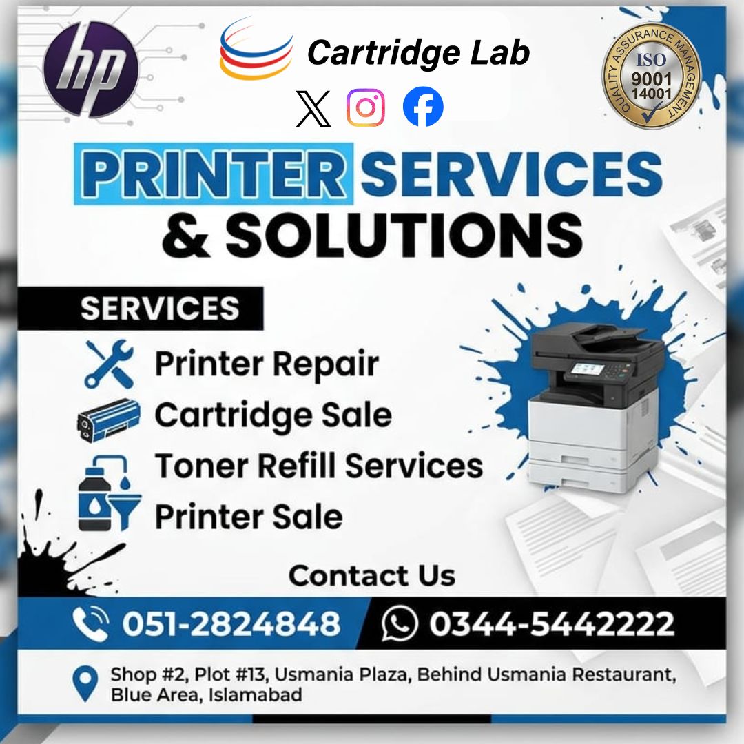 CartridgeLab's tweet image. Get professional "Printer Services &amp;amp; Solutions" with genuine parts and quick turnaround times.

Contact Us Today:💬 WhatsApp: 0344-5442222 📍 Shop #2, Usmania Plaza, Blue Area (Behind Usmania Restaurant)
#Hpprinters #PrinterRepair #epsonprinter #CartridgeLab #cartridge