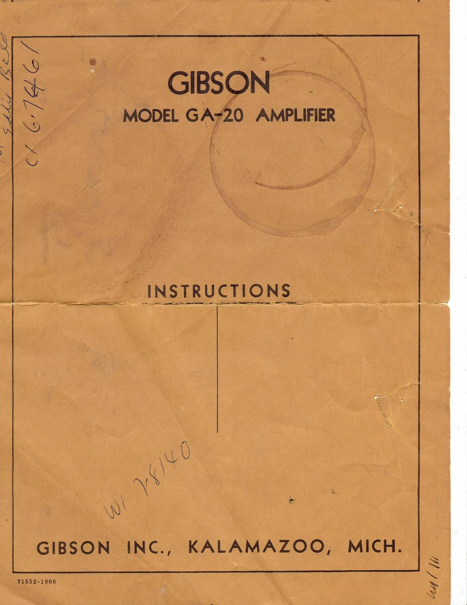 TomsAmpsDetroit's tweet image. 1952 Gibson GA-20. 2 6V6, original Jensen Alnico. Clean to big drive, it is a great little amp. Well matched speaker gives plenty of volume if you want it. Came with the manual and even the spare fuse in the factory envelope.

Available for #Detroit #Studio #Rental from