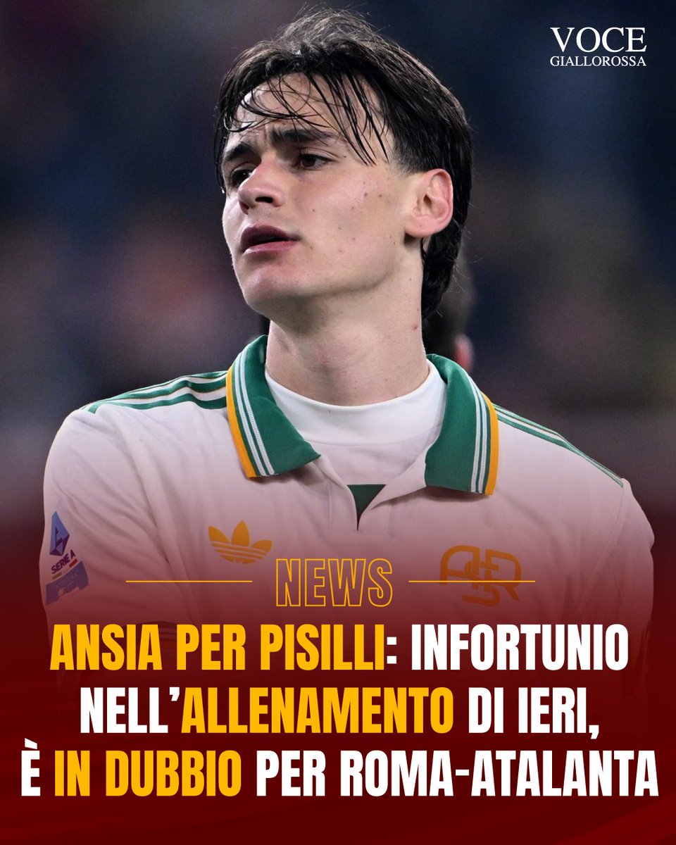 VoceGiallorossa's tweet photo. 🔴 Ansia per Pisilli: infortunio in allenamento, è in dubbio per Roma-Atalanta
#ASRoma #RomaAtalanta #SerieA  

https://t.co/ve7nJNmbfh https://t.co/ziomH3FAM2