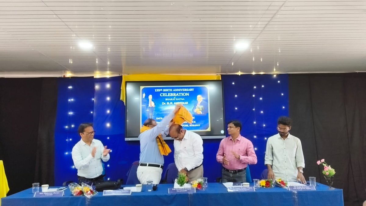 135th Birth Anniversary celebration of Bharat Ratna Dr. B.R.Ambedkar in our University Campus on 14.04.2026. Prof. Hrusikesh Senapati, Hon’ble V.C was graced the function as Chief Guest. The CPGC, Dr P.K.Patra and CDC Mr. M.Duria were present in the function as Guest of Honour.
