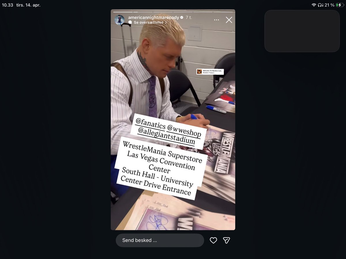 kwollb's tweet photo. Cody out doing Cody things before Wrestlemania … he truly is amazing … cant wait to watch Wrestlemania this weekend @CodyRhodes @WWE  #codyrhodes #wwe #wrestlemania https://t.co/7lgevfMZpg
