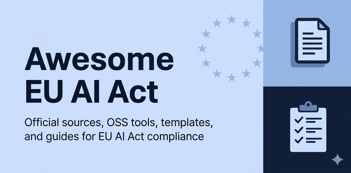 Carloshvp's tweet photo. August 2, 2026 is closer than most AI teams think.

I curated a practical EU AI Act resource list for builders: official EU sources, compliance tools, open source projects, templates, legal guides, and governance references.

If useful, please star the repo on GitHub so more teams can find it.