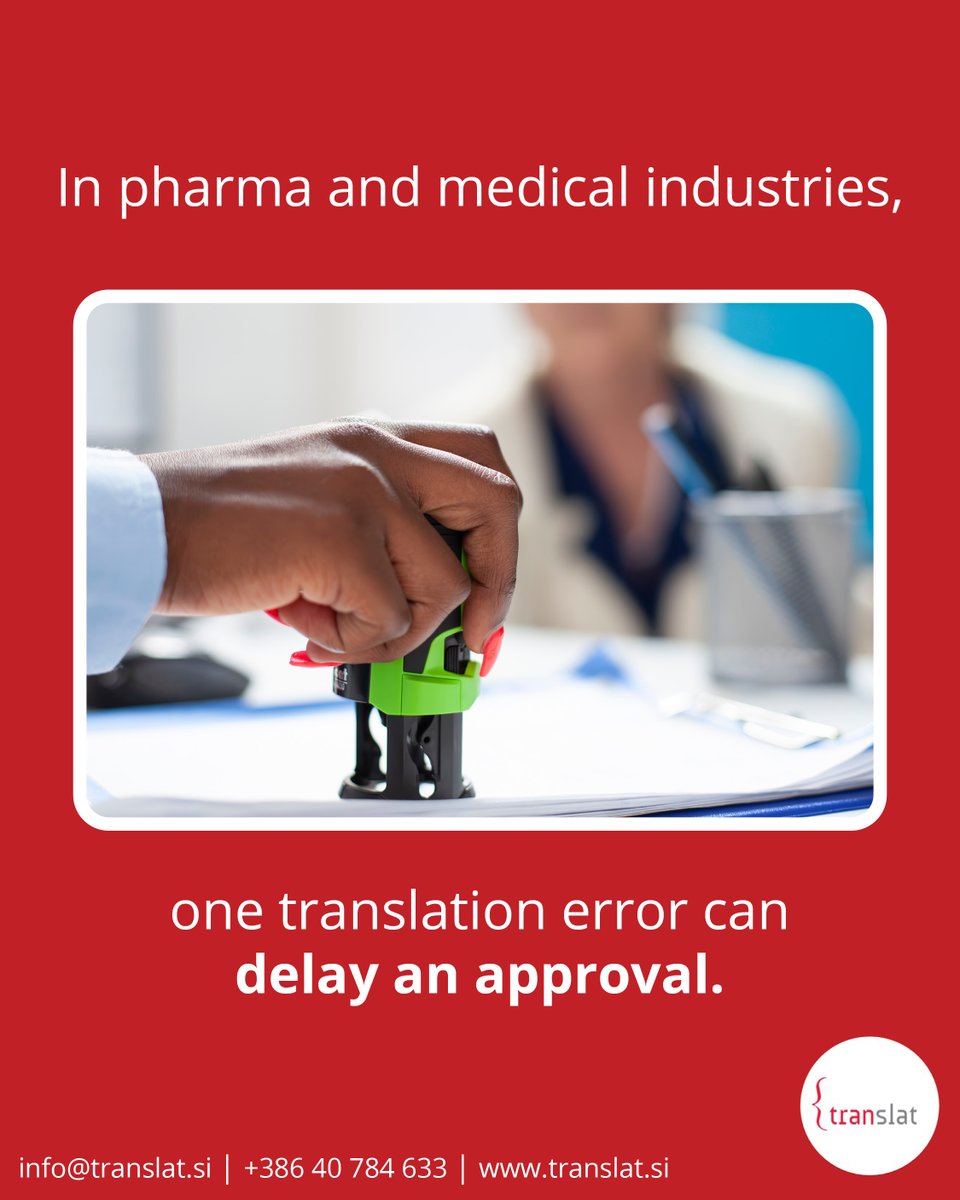 TRANSLAT's tweet photo. In medical and pharma regulatory translations, accuracy isn’t optional. One mistranslated term can cause compliance issues, regulatory delays, or safety risks. Expert linguistic review helps ensure terminology precision and regulatory alignment. https://t.co/WgEX6oIk0R