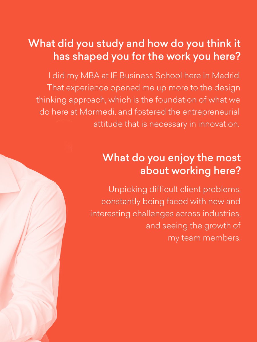mormedi's tweet photo. 👋Meet Maruan, who leads our Business Innovation team at Mormedi, helping clients uncover new market opportunities and build innovative businesses.
MBA at IE Business School and strong believer in design thinking.
Outside work:

🌍 61 countries visited

🥋 BJJ &amp; boxing enthusiast https://t.co/Wmu56yJjLU