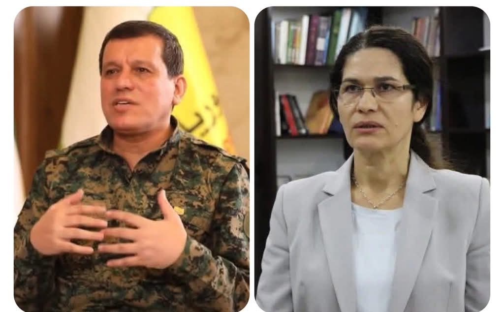 ciwanacuma's tweet photo. #LEZGIN
Fermandarê Giştî yê QSD'ê Mezlûm Ebdî û Hevseroka Daîreya Têkiliyên Derve Ilham Ehmed çûn Şamê https://t.co/QXYocgKqL3