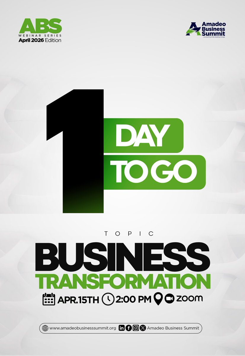 Tomorrow changes the conversation
In just 24 hours, business leaders will be gaining real insights on Business Transformation.
The question is, will you be part of it?

Speaker: Dr. Emerie Agunwah

Amadeo Business Summit: Connecting Minds, Leading Change. 

#AmadeoBusinessSummit