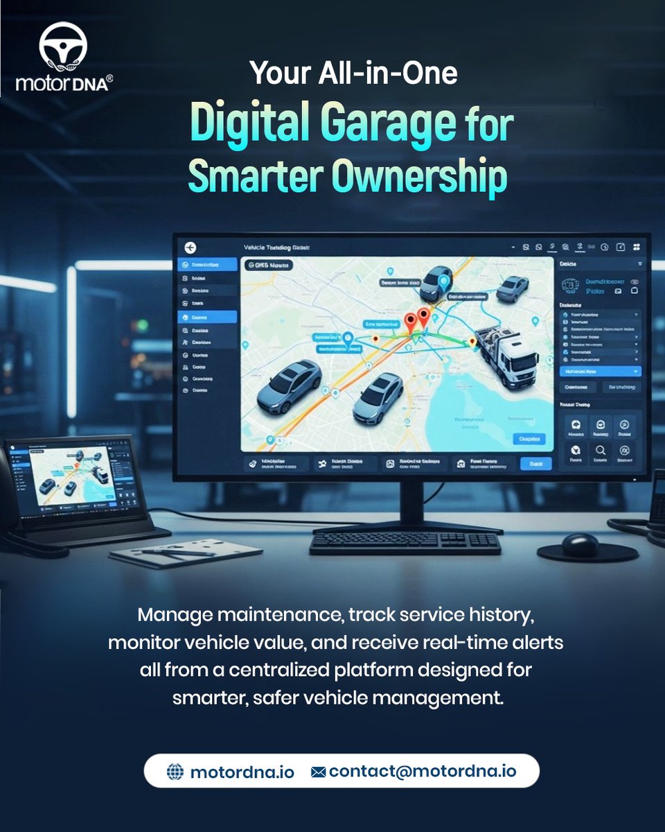 motor_dna's tweet image. Drive smarter with a digital garage built for you.

Manage maintenance, track service history, and get real-time alerts, all from one powerful digital platform. 

Explore more: motordna.io
.
.
.
.
#MotorDNA #SmartMobility #DigitalGarage #VehicleManagement #AutoTech