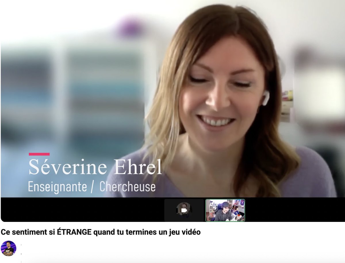 conkerax's tweet photo. Je viens d'apprendre avec une très grande tristesse la disparition de Séverine Ehrel si jeune. C'est un choc. Elle avait participé à cette vidéo en apportant tellement d'éléments d'analyse, de son temps, et était d'une gentillesse rare. 
Elle savait trouver les mots justes concernant le jeu vidéo, sa pratique, tout en nuance. Merci encore de là où vous êtes.
Une pensée émue pour sa famille, ses proches. Toutes mes condoléances 🙏💙