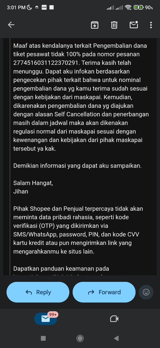 salvatorexavier's tweet photo. Kebijakan Maskapai manakah yang harus dipercaya Konsumen? Statement resmi dari Maskapai BUMN atau Platform penjual tiket milik Asing? Cc @MediaKonsumenID @YLKI_ID @BPKN_RI https://t.co/WHz3RBtNuq
