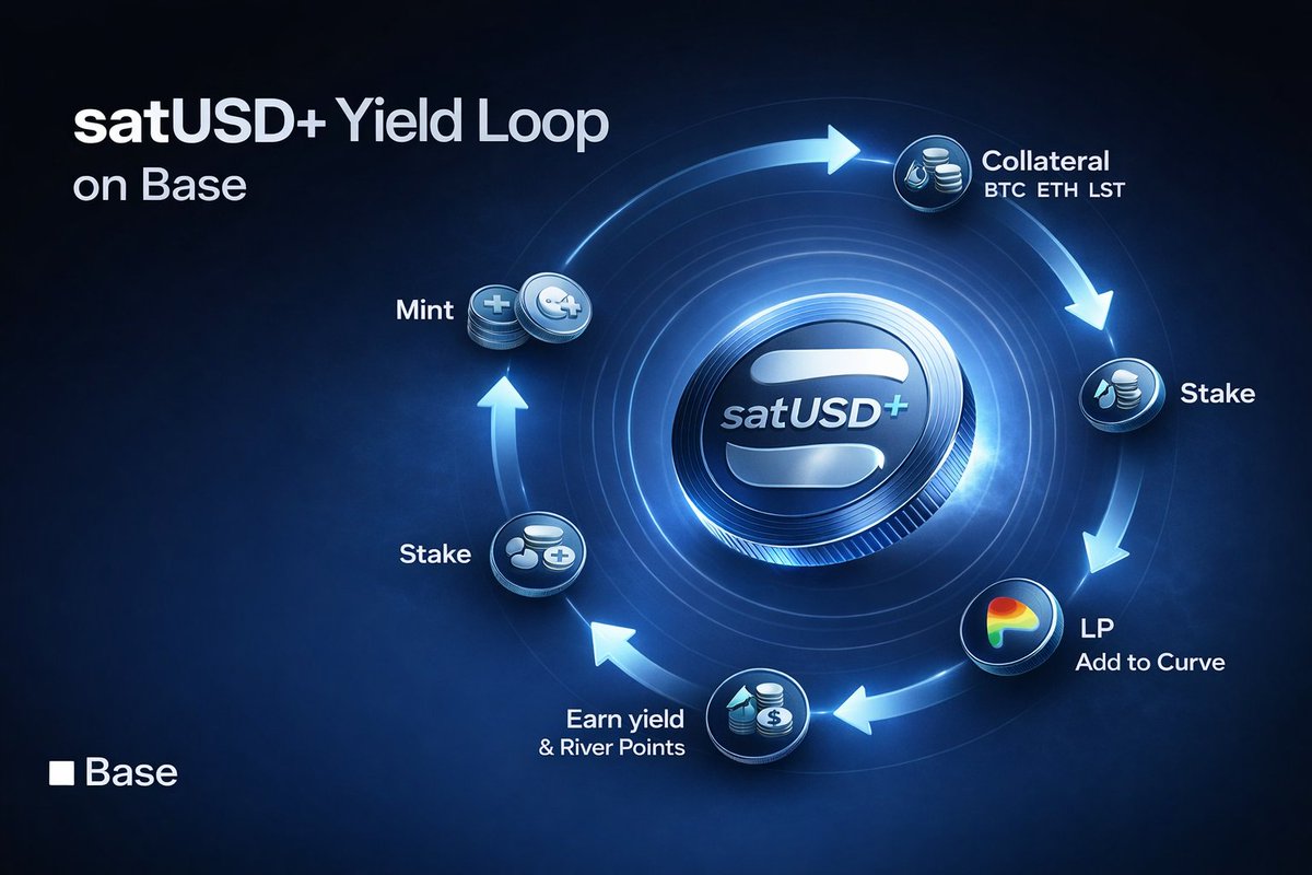 Leon_Defi's tweet image. satUSD+ yield comes from protocol revenue (mint fees, liquidation penalties, redemptions).

Backed by overcollateralized BTC/ETH/LST not basis trades or CEX dependency.

My loop on #Base:

&amp;gt; Post BTC/ETH as collateral
&amp;gt; Mint satUSD only where I need liquidity
&amp;gt; Stake to satUSD+