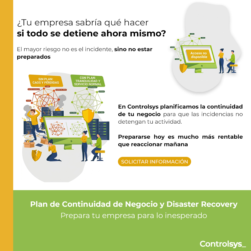 controlsys_es's tweet photo. ¿Tu empresa sabría cómo actuar si todo se detiene?
El riesgo no es el incidente, es no estar preparados.
Con un Plan de Continuidad de Negocio y Disaster Recovery, la diferencia es clara: menos impacto, más control.
Solicita información: https://t.co/aUPhJE91cb https://t.co/LiJSfweVPp