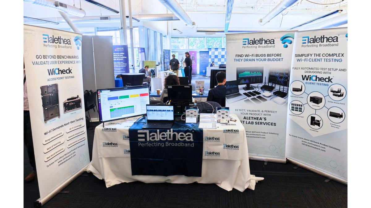 AletheaComm's tweet photo. Day 1 at #WiFiWorldCongress USA 2026 is off to a great start.

Great conversations and insights on the future of #wireless connectivity.

Meet our team and explore #WiCheck for real-world #WiFi testing and #TR398 compliance.

 WiCheck: https://t.co/215H9s1m7A

#AletheaTech #USA https://t.co/uAktao58pU