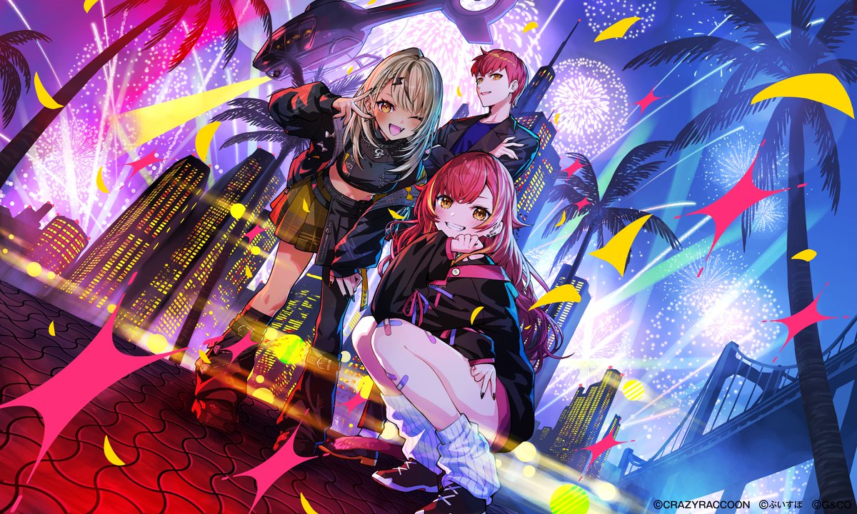 UMA_0126's tweet image. 【おしらせ！】
5月4・5日開催
 『Xross Stars Challengers Cup 2026 #02 TOKYO』 
のキービジュアル《三銃士》  を担当させていただきました！
猫汰つなさん、神成きゅぴさん、Cptさんにバチバチにキメてもらいました✨

イベントやアイテムなどよろしくお願いいたします！
#クロスタTCG