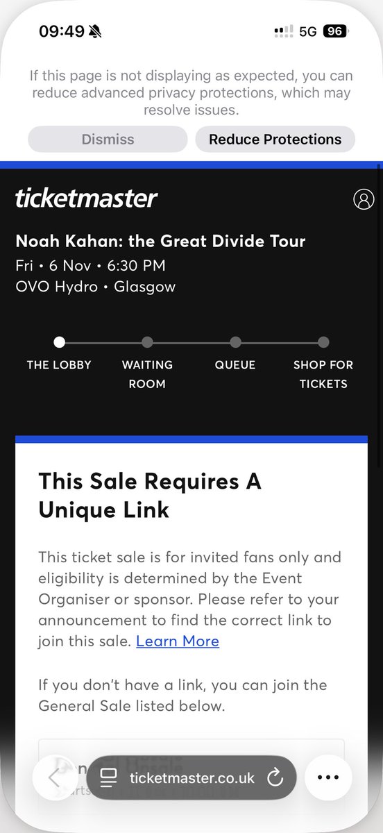 A_Cullen_'s tweet photo. @TicketmasterUK @TicketmasterCS I joined using the unique link and getting this, can you please help, sale is in 8 mins https://t.co/TYGbnYTe5T