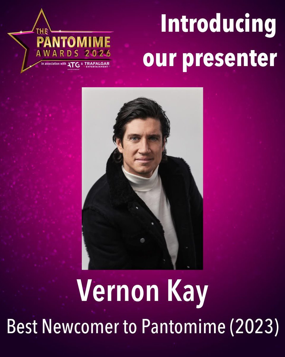 TrafalgarEnt's tweet image. 🎉We are delighted to announce that radio and television presenter Vernon Kay will host The Pantomime Awards 2026, live at Wycombe Swan this Sunday!

🎫Limited tickets are still available to purchase. Book now: lnkd.in/erbhwCt7

#pantomime #awards #theatre #panto