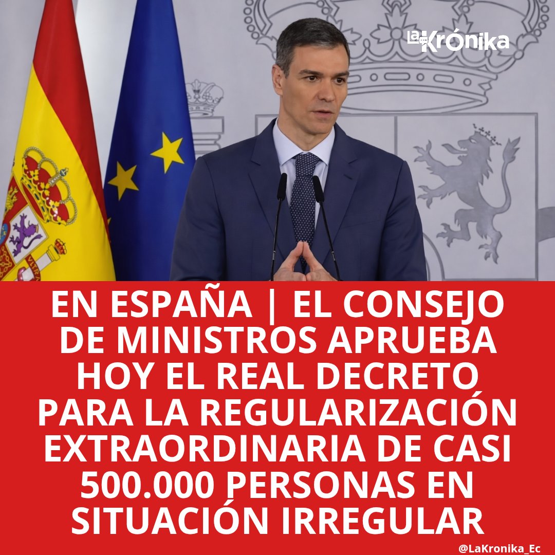 El Consejo de Ministros de #España aprueba el Real Decreto para la regularización extraordinaria de casi 500.000 personas en situación irregular.
“Un acto de normalización, justicia y necesidad. Reconocemos derechos y exigimos obligaciones.”
¿Apoyo o rechazo?

#migración