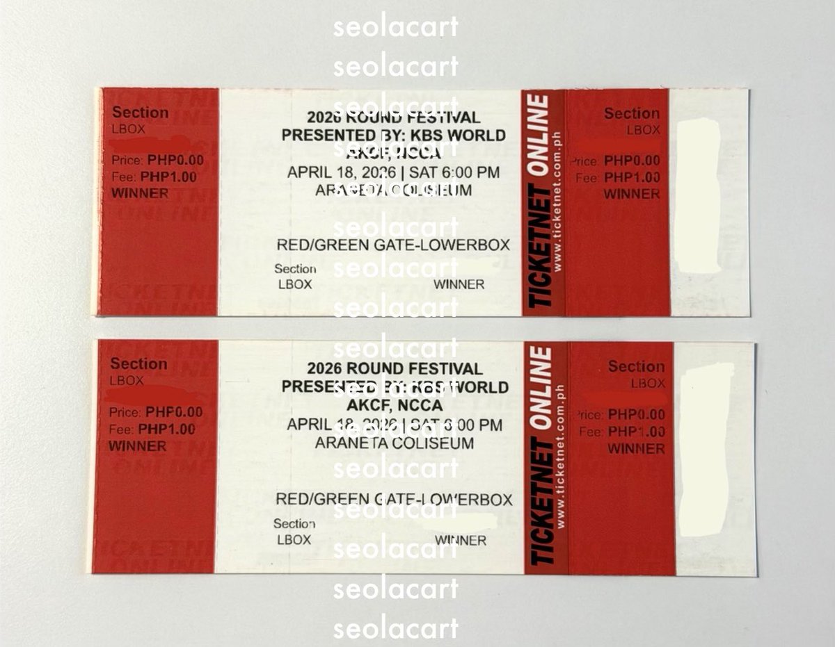 seolacart's tweet photo. wts lfb round festival day 1 tickets lowerbox

preferably selling it to one person only for ₱2,000 (2tix)
can do meetups if within the day (april 14) in bgc
or smnorth tomorrow or friday https://t.co/wTxeQrPghP