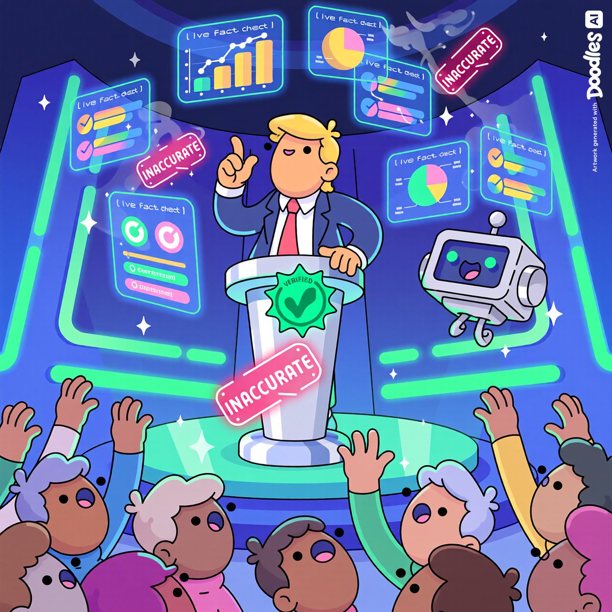 izbaexie's tweet photo. Introducing the Real-Time Fact-Check Podium:  
a podium that verifies every statement as you speak. 

Because truth should stand where speeches begin.  

No more misinformation.  
No more manipulation. 🫣

@doodles https://t.co/v1sZ9IIB9Q