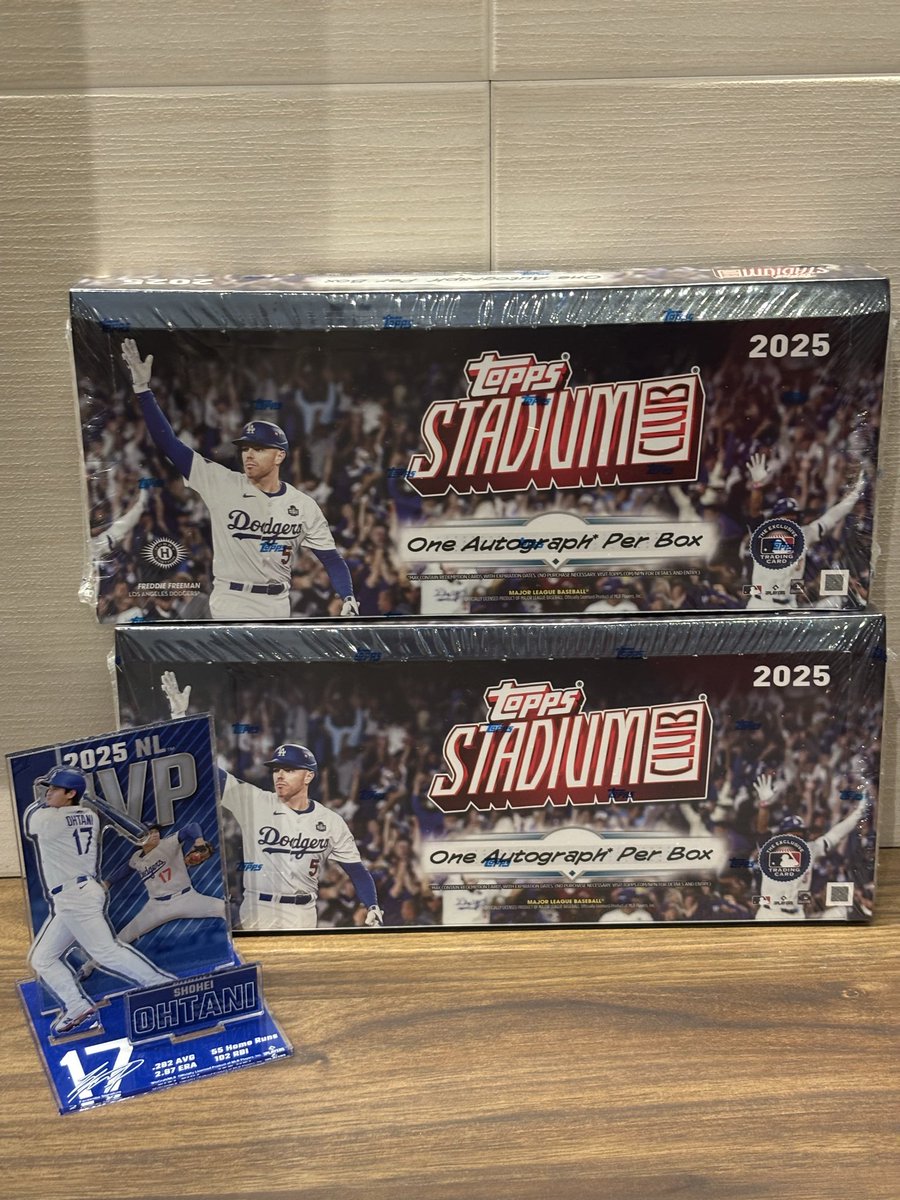 kaifuuuuyosy's tweet photo. 2025 TOPPS stadium Club到着‼️

狙いは
・Hobby Magic Box (1:280,022 Hobby)
・大谷翔平　直筆サイン

28万分の1🤣🤣🤣わずかな可能性にかけてかいふーしていこう🥳
#TOPPS #toppsjapan #大谷翔平 https://t.co/BcXlbHqhTu