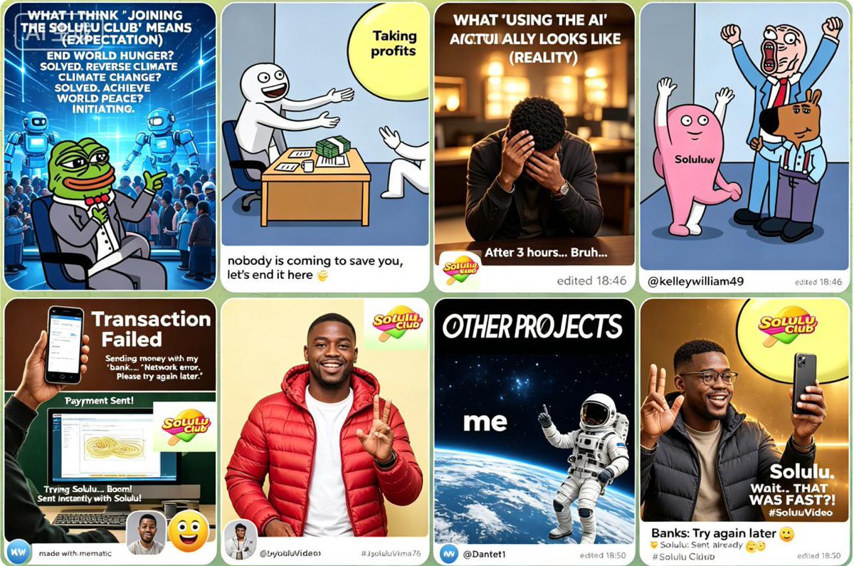 SoluluClub_web3's tweet image. 🌈 SFI Brand Upgrade! Shoutout to every creator in the Solulu ecosystem! 🫶

Thank you for building this with us! 💛

🙌 Participate in your creation: zealy.io/cw/soluluclub/…

#SFI #Solulu #Community #CreatorEconomy #Web3Memes