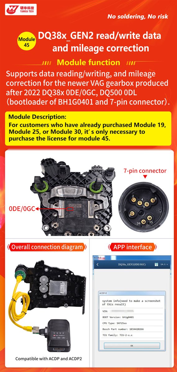 🔔Yanhua Mini ACDP2/ ACDP1 Module 45 License A60B Activation for 2022- DQ38x 0DE/0GC DQ500 0DL Reading/Writing and Mileage Correction
License :
eobdtool.co.uk/wholesale/yanh…
License with Adapter for ACDP1:
eobdtool.co.uk/wholesale/yanh…
License with Adapter for ACDP2:
eobdtool.co.uk/wholesale/yanh…