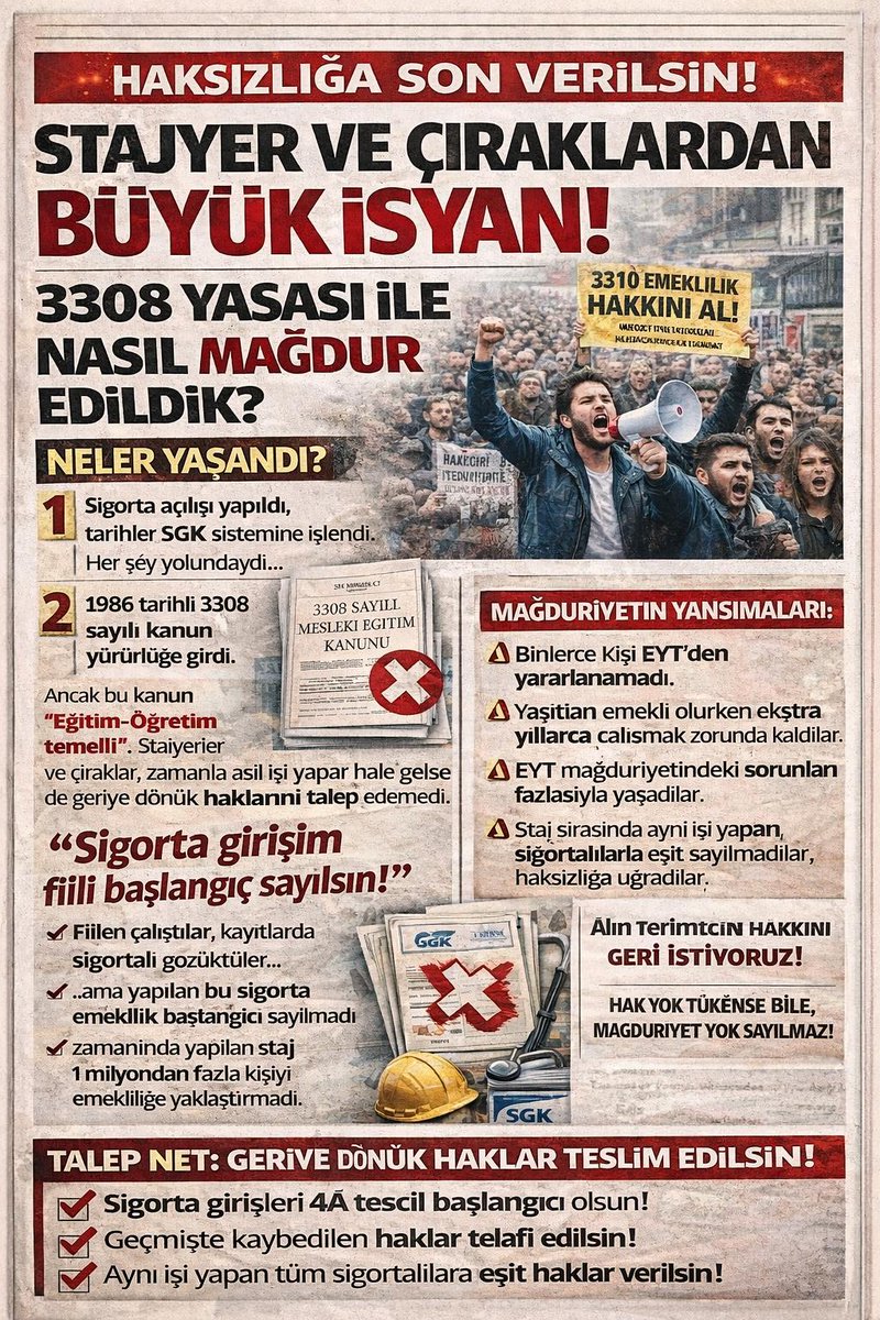 Staj cıraklık sigotası mağdurlarfedarasyon başkanı tweet media