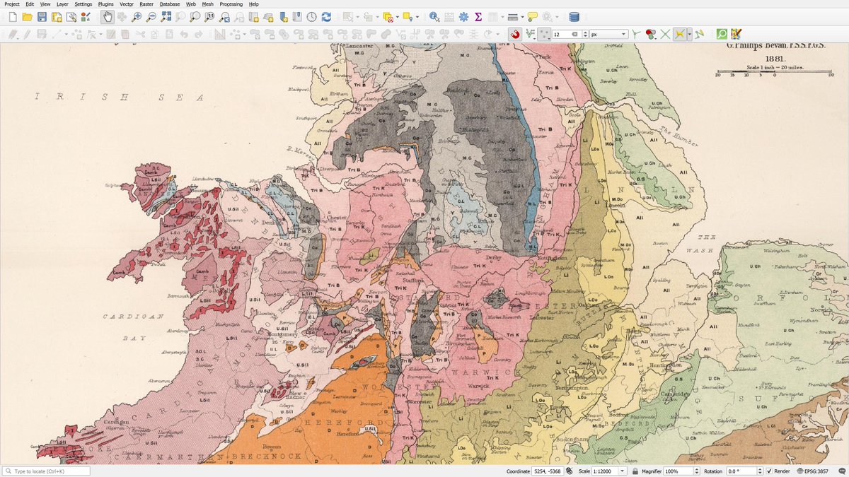 StaridasGeo's tweet image. Sampling #colors from this 1881 #chromolithograph #geological #map. Fascinating how a limited palette creates a vast array of polygon symbols. This is achieved by using repetitive shapes to form patterns, a vital lesson for modern GIS #cartography #QGIS