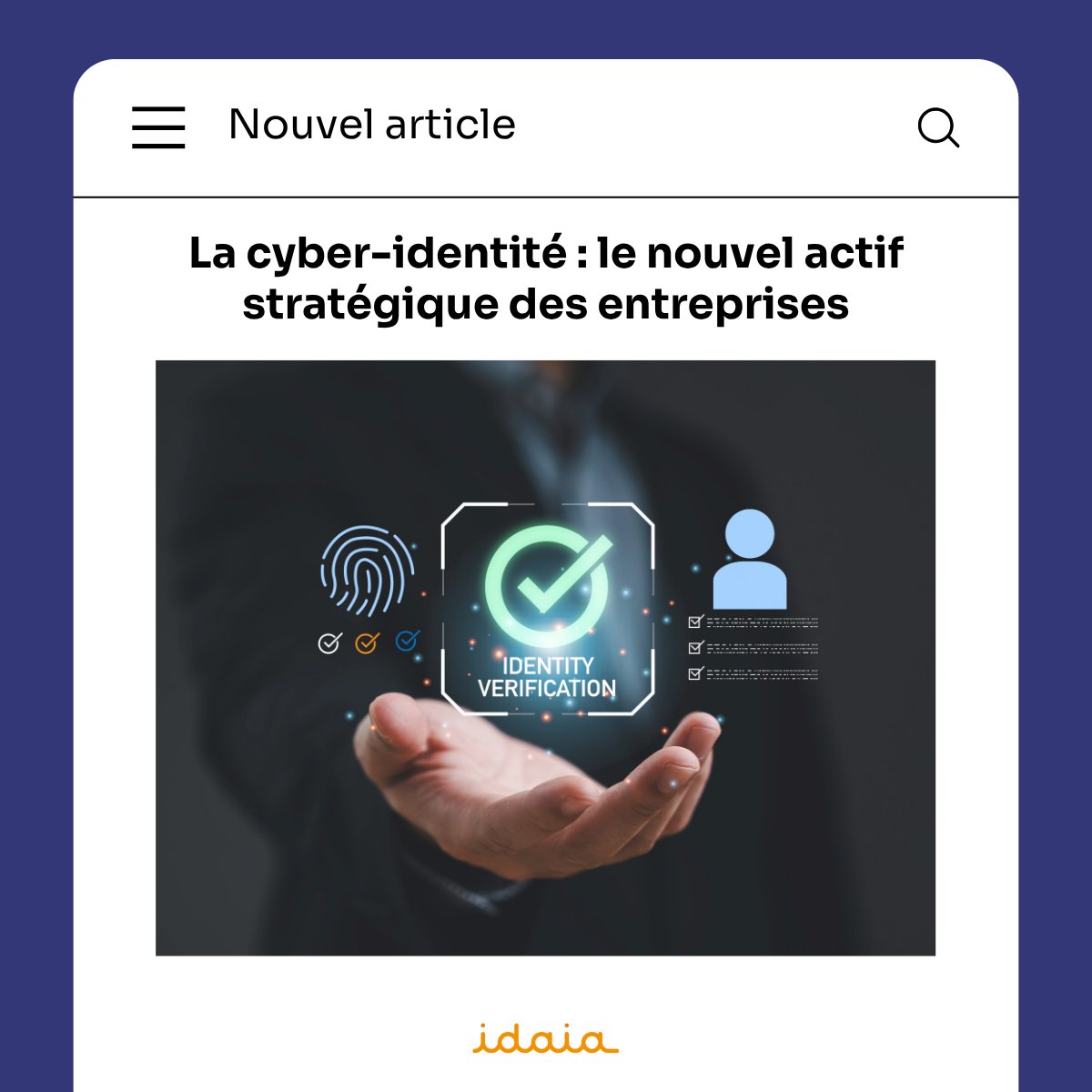 IDAIA_Group's tweet photo. [#Article] Votre entreprise est-elle vraiment protégée ? 🤔
La cyber-identité c'est un actif stratégique à la fois bouclier contre la fraude et accélérateur de croissance.
Et vous, où en est votre maturité sur le sujet ? https://t.co/nLx1d6lQzo https://t.co/PGVe7pCpsR
