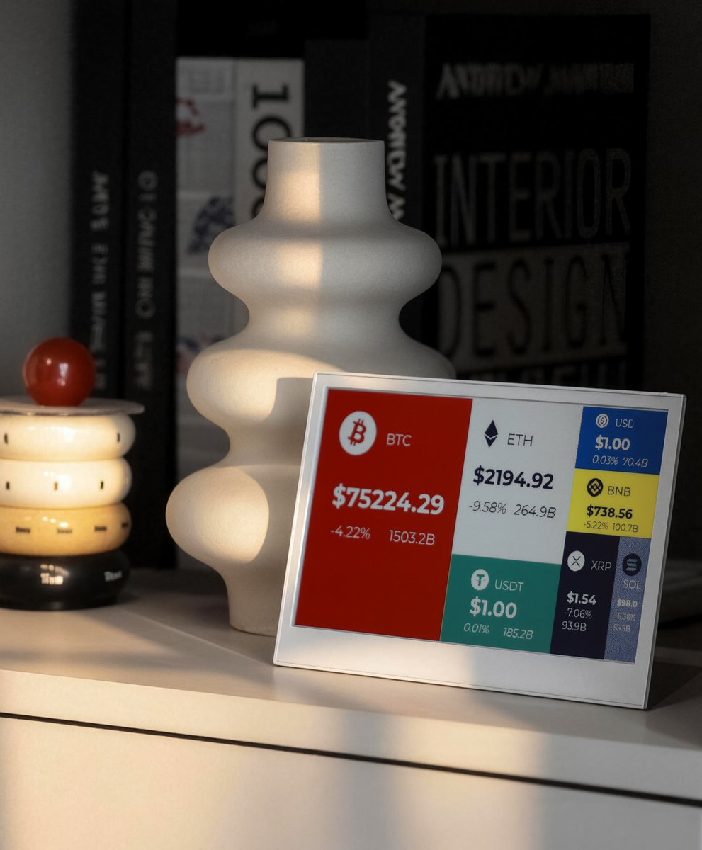 seeedstudio's tweet image. Crypto markets, but make them calm at a glance. 🪙📊

Crypto Tracker by @MeililyLi turns live crypto data into a clean, structured ePaper dashboard, showing key coins like BTC, ETH, XRP, and SOL with price, 24-hour change, and market cap in one easy view.

Built with SenseCraft