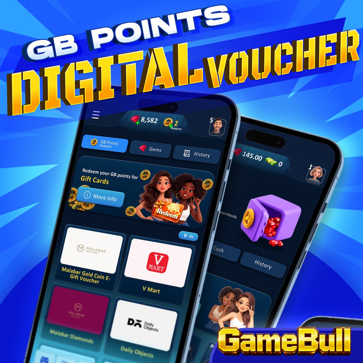 gamebullarena's tweet photo. 🚀 Digital vouchers are now LIVE on Gamebull.

Your skills now turn into real rewards from top brands. 🎮🎁💸

Play games. Earn points. Redeem digital vouchers instantly.

Download link in bio 🔗 https://t.co/6pjEgWVn4c