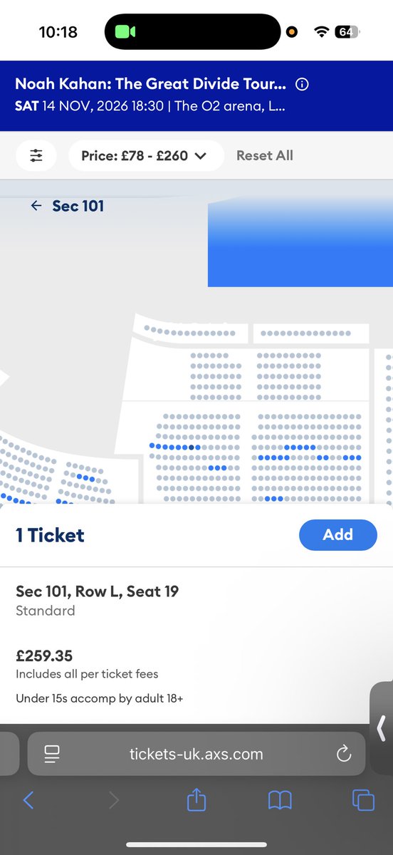 tehetillytehe's tweet photo. sorry i think it’s ridiculous that standing for noah is £112a for the o2 i love noah but that’s insane and literal restricted view seats for £259??? https://t.co/EibopDWmEJ