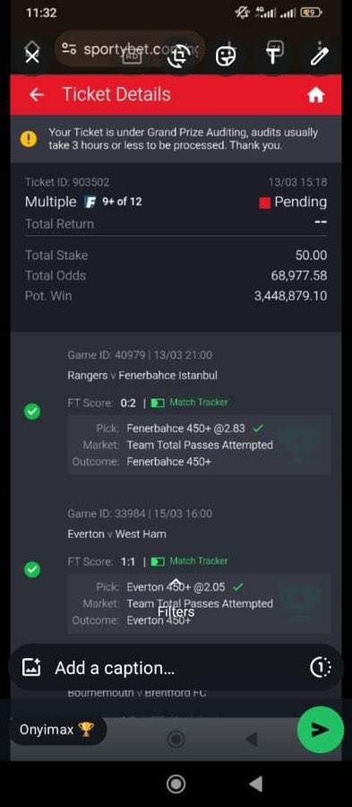 Davepuntz's tweet image. Sportybet void all his ticket and logged him out after winning 3.5million wit 50# stake 😳😳😳 really bad
