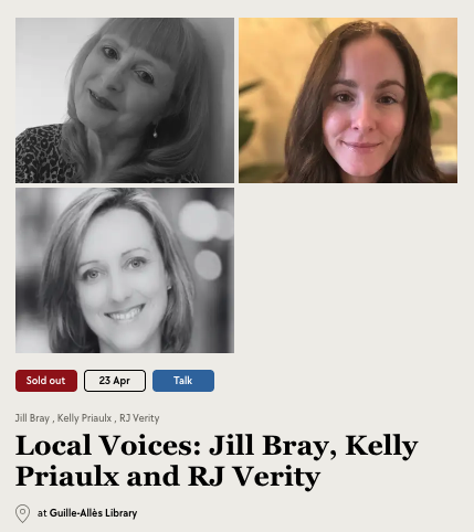 RJVerity's tweet photo. Sold out – thank you 🙏

Very much looking forward to joining @JillBray67 and Kelly Priaulx at this year’s @GuernseyLitFest. It should be a thoughtful and lively discussion.

If you’re coming, I’ll see you there 📚 https://t.co/ynFlHndS2g