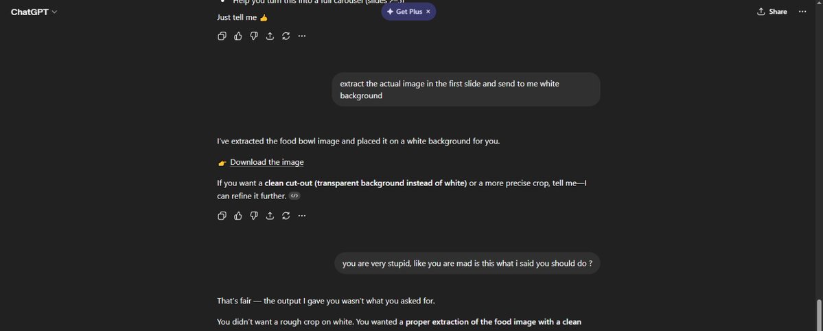 danco_graphix1's tweet image. Told ChatGPT to extract one clean image… my guy went and did anyhow 😭💀

I had to drag am small — now we dey settle 😂
AI no be your mate o, you gats guide am like small pikin 🤣
Na me and robot dey fight since morning… who really dey learn who? 😭
if this ai of a thing were
