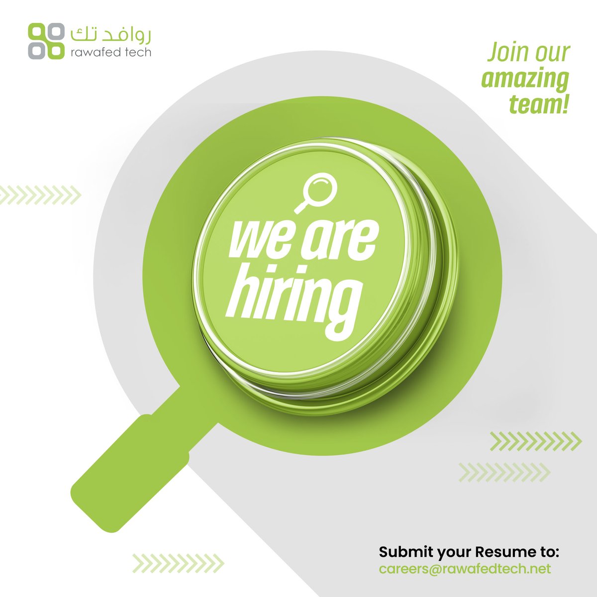 Rawafedtech's tweet photo. Join Our Journey!

If you’re interested, kindly send your CV to:
careers@rawafedtech.net https://t.co/OLPQRJSRMW