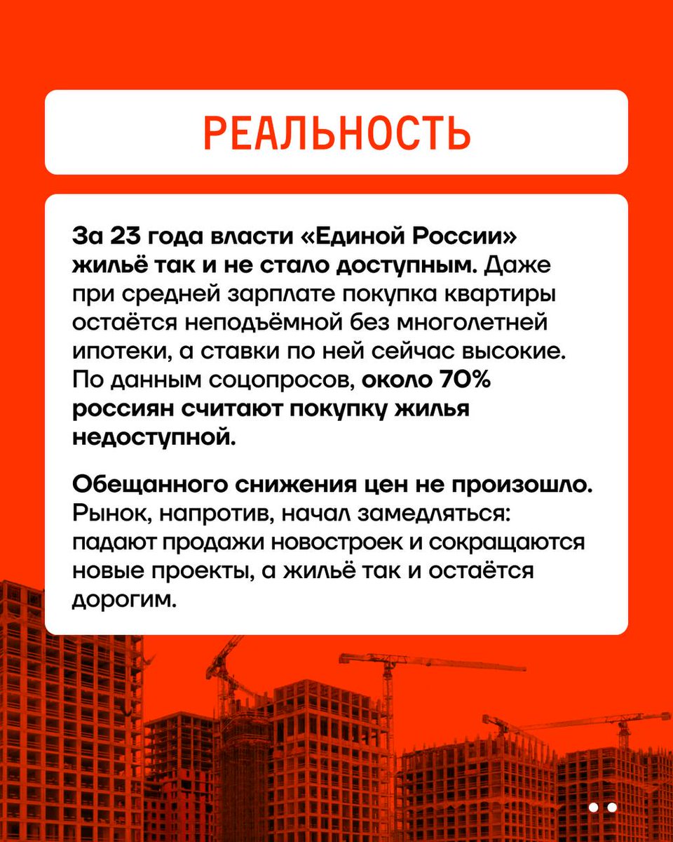 В начале нулевых партия Владимира Путина пришла к власти с большим количеством красивых обещаний. Одно из них касалось доступности жилья и снижения цен на недвижимость.

С тех пор прошло больше 20 лет, а покупка жилья для многих россиян всё ещё остаётся недостижимой мечтой.