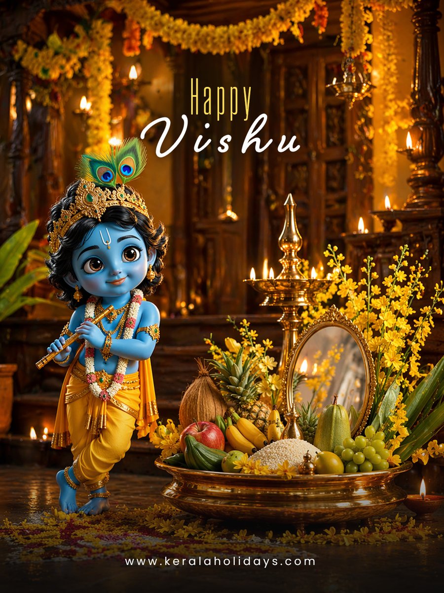 SeeKerala's tweet photo. 𝐇𝐚𝐩𝐩𝐲 𝐕𝐢𝐬𝐡𝐮 ✨

May this new year bring happiness and beautiful new beginnings to all 🌿

#HappyVishu #Vishu2026 #KeralaHolidays #GodsOwnCountry #KeralaTourism https://t.co/fm05AUp6XX