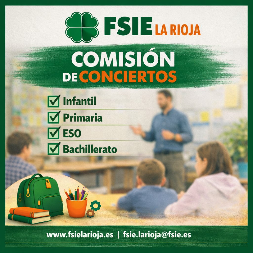 FsieRioja's tweet image. 🍀 FSIE La Rioja Informa 📡 

COMISIÓN DE CONCIERTOS EDUCATIVOS  Ya se han realizado las solicitudes de modificación de conciertos para el curso próximo.  

Más info. 👉fsielarioja.es/noticias/notic… 

#FSIE #FSIELaRioja #Conciertos #Comisión #Educación