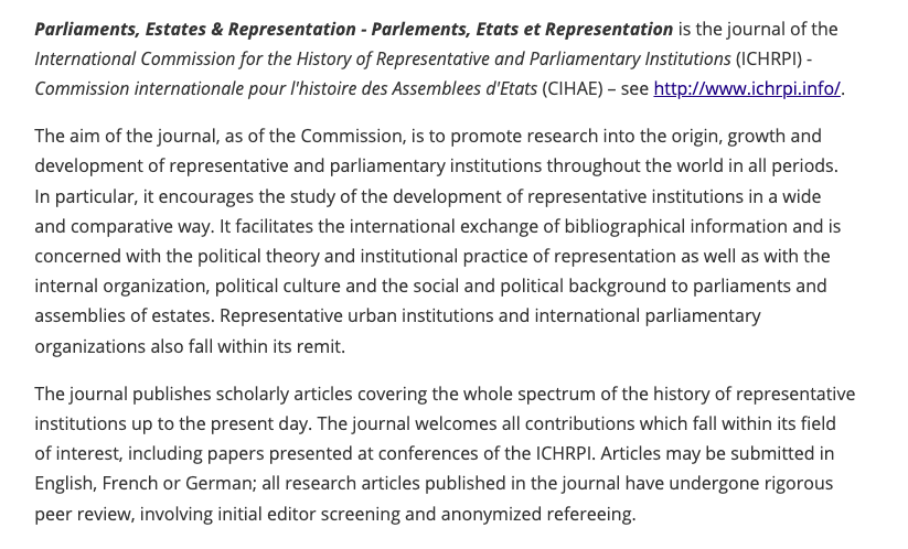 ichrpi's tweet photo. Unsure about whether to submit a proposal? Want to know more about the ICHRPI &amp; our journal?

See our aims below to find out more about what we do.

Proposals covering any aspect of the work of parliamentary &amp; representative institutions in any period or location are welcome https://t.co/X39Tqzsfj1