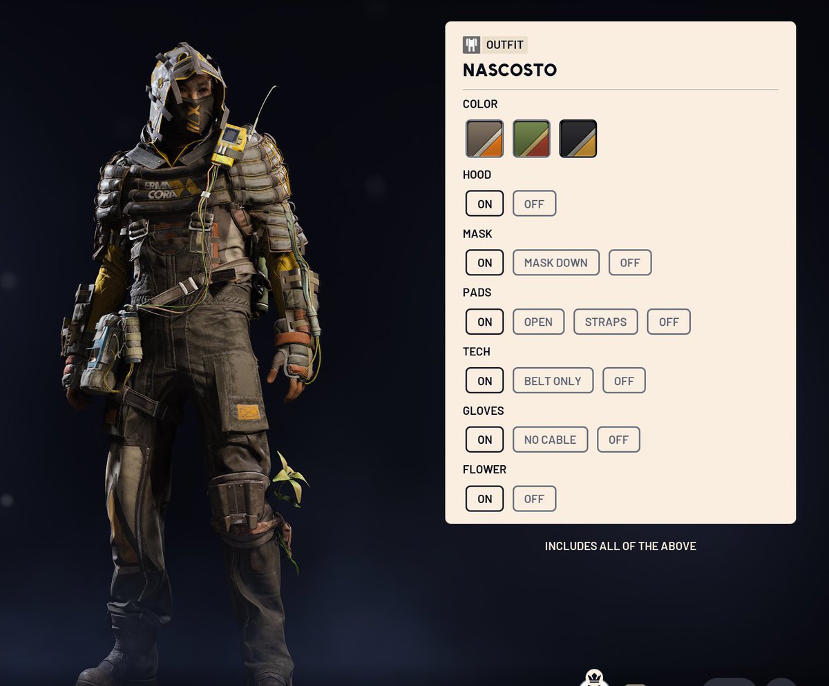 BentekkersTV's tweet photo. 🚨 NEW SKIN: NASCOSTO 🚨

The Nascosto Set is officially live! The set features three distinct color variants: Orange/Black, Green/Red, and Grey/Yellow.

Includes:

🎭 Painted Mask (Black Facestyle)
🎒 Radio Mountaineer Backpack

Grab the full set now for 1,000 Raider Tokens.

How would you rate this look out of 10? Let me know below! 👇