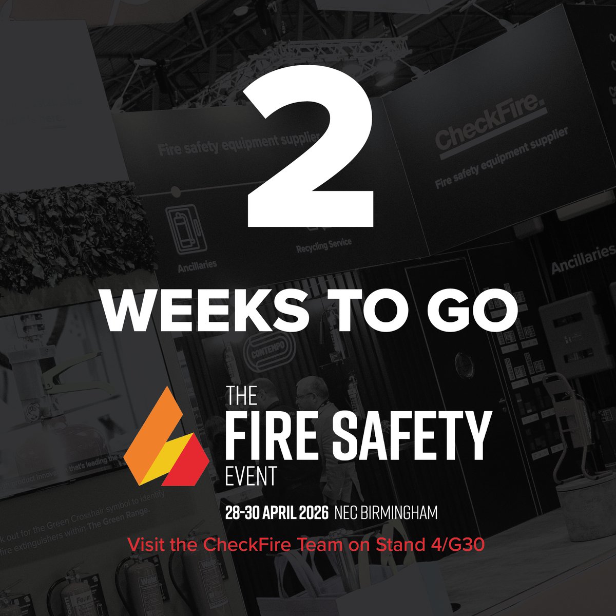 CheckFire_Ltd's tweet image. 2 weeks to go to The Fire Safety Event 2026! We will be showcasing our LFX range, specifically designed for lithium-ion battery fire risks and answering your questions about #thehiddenrisk. Confirm your space today linkly.link/2eG0e  

#CheckFire #FSE2026 #FireSafety
