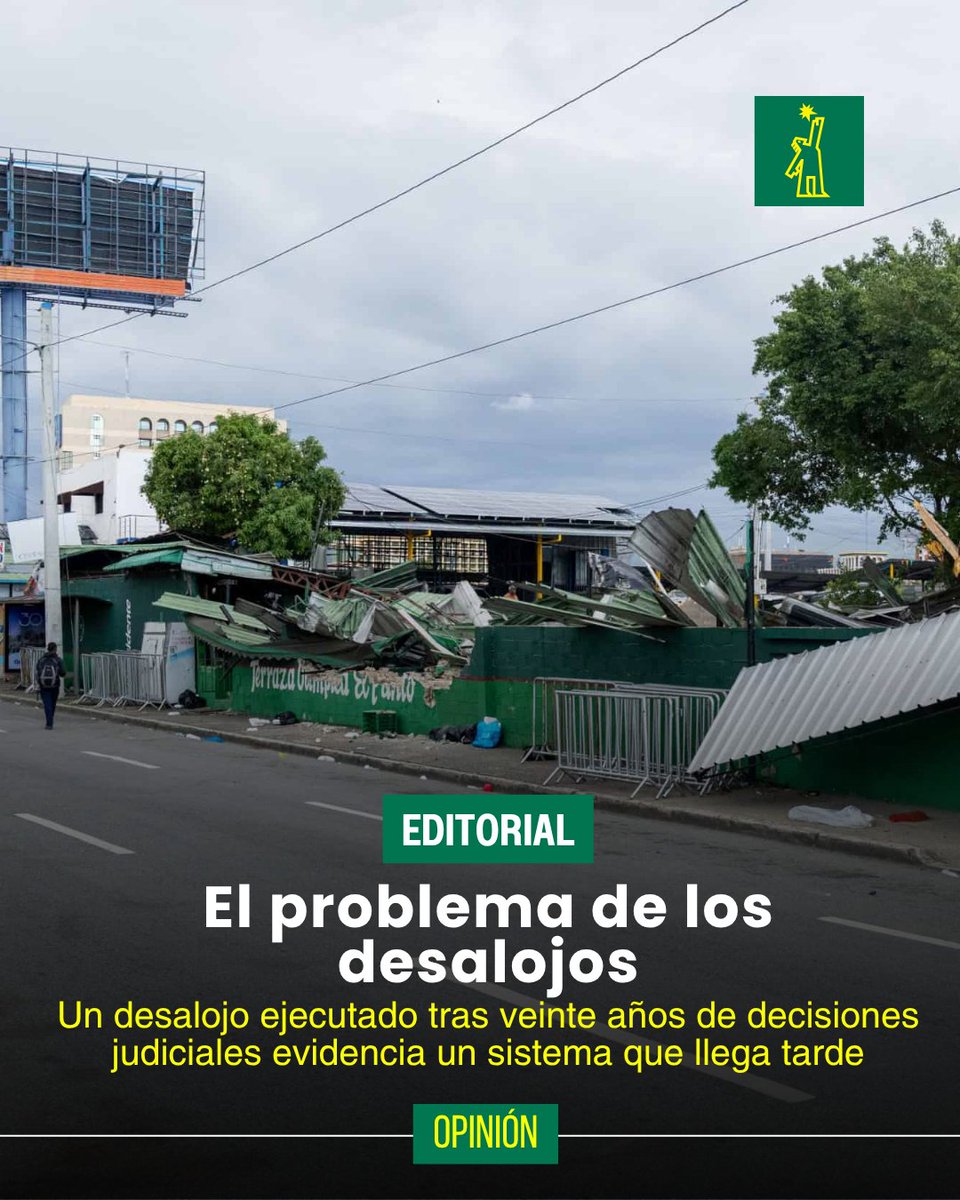 DiarioLibre's tweet image. 🖋 | #EDITORIAL | Un desalojo ejecutado tras veinte años de decisiones judiciales evidencia un sistema que llega tarde.  Es el caso de Teleofertas.
Durante años, la ejecución de desalojos ha estado atrapada en una tensión normativa.  Por un lado, decisiones administrativas que