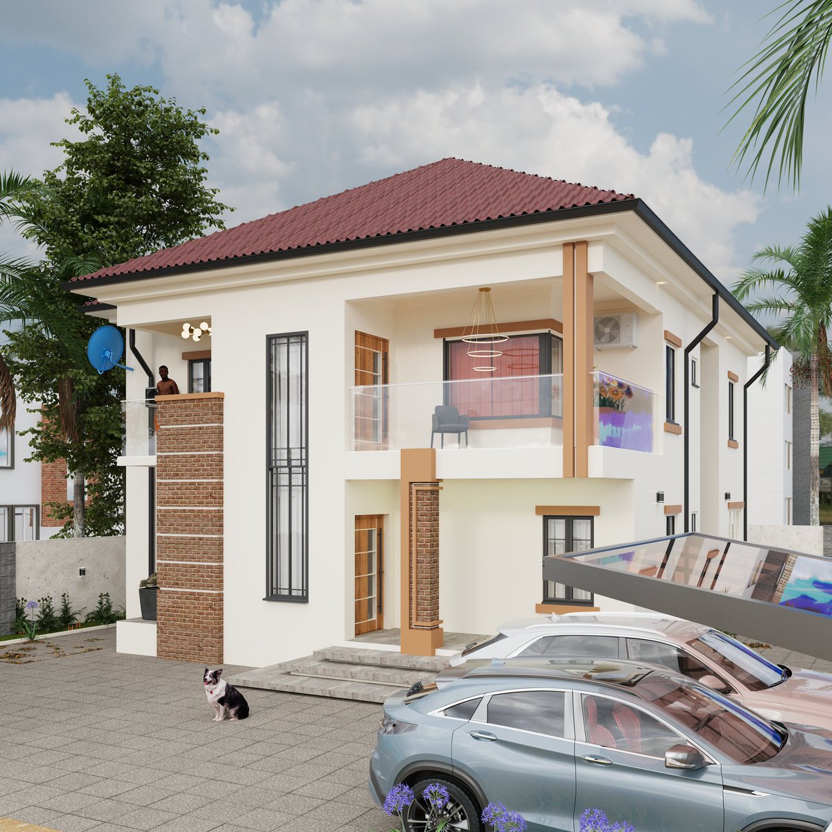 EMI__CONCEPT's tweet image. THREE BEDROOM DUPLEX 

A modern residential design blending sleek white finishes with rustic brick accents and glass balconies.

Designed by @noyefrancis4 
Rendered by me 

📍Akpasha Akaegbe Ugwu, Nkanu West LGA Enugu State, Nigeria. 

#3DSMax #Corona #Architecture