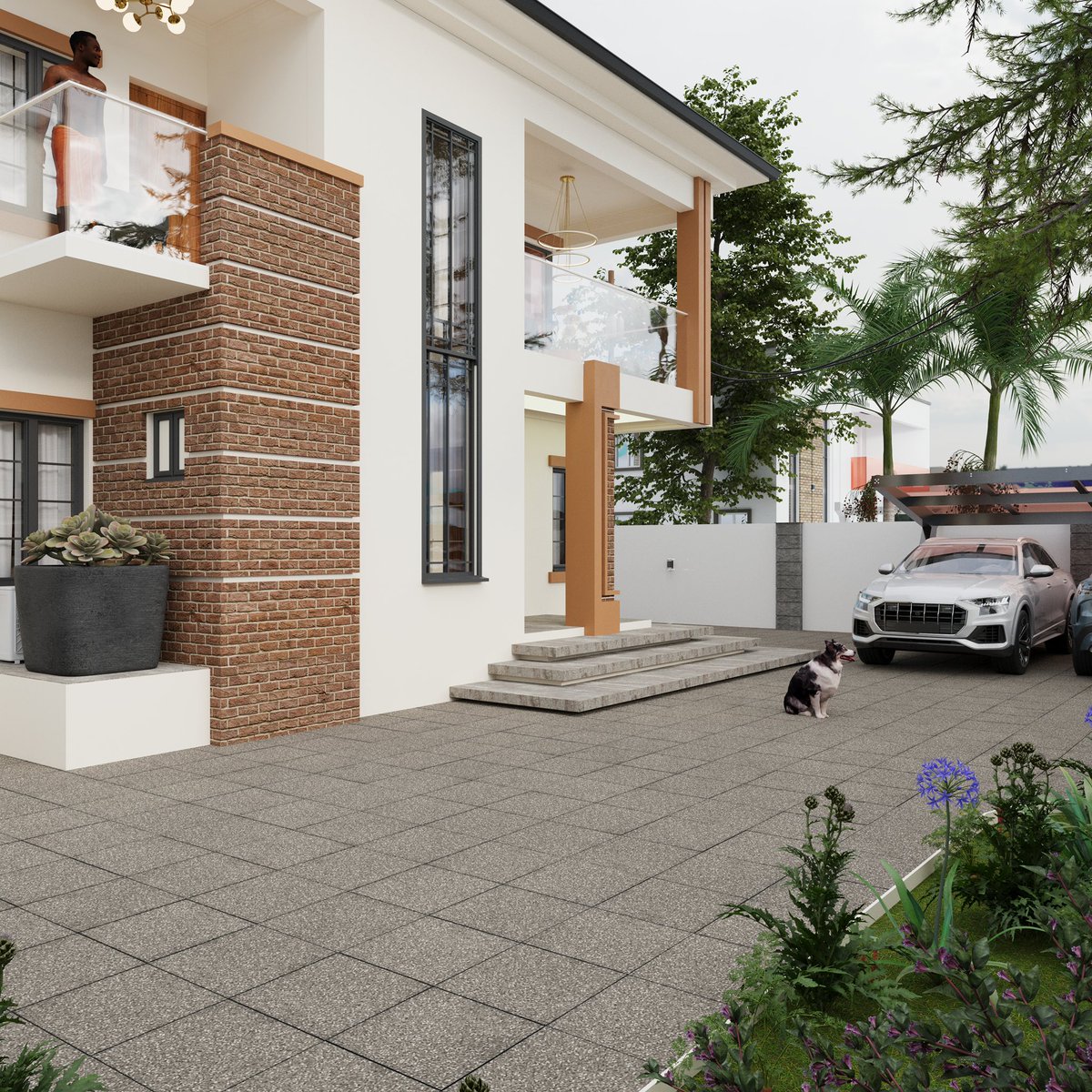 EMI__CONCEPT's tweet image. THREE BEDROOM DUPLEX 

A modern residential design blending sleek white finishes with rustic brick accents and glass balconies.

Designed by @noyefrancis4 
Rendered by me 

📍Akpasha Akaegbe Ugwu, Nkanu West LGA Enugu State, Nigeria. 

#3DSMax #Corona #Architecture