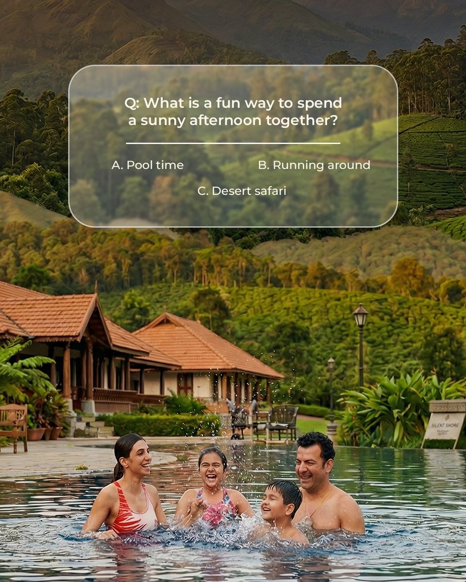 clubmahindra's tweet image. #ContestAlert | Day 11: #SharedJoy with #ClubMahindra

Answer today’s question and stand a chance to win ₹500 Amazon vouchers.  

How to enter:  
* Comment with #SharedJoy and #ClubMahindra
* Follow @clubmahindra
* Tag @clubmahindra and 4 friends 
* Participate across all 30