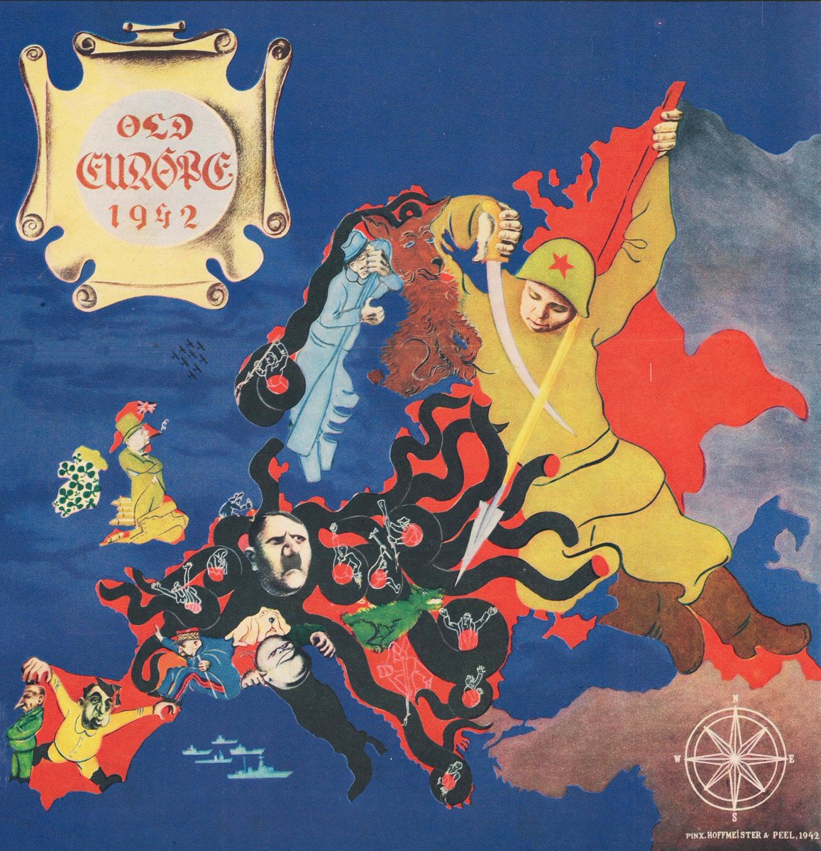 Civixplorer's tweet image. Pictorial map of Europe during World War II, October 1942