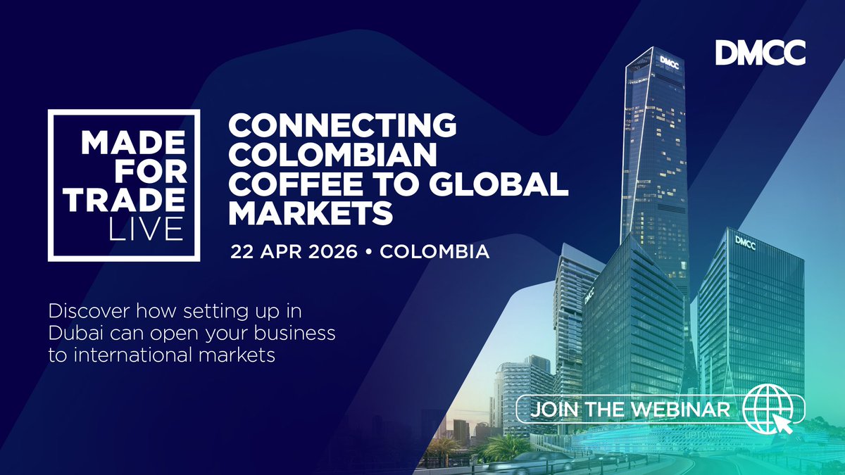 dmcccoffee's tweet photo. Colombian coffee is recognised worldwide for its quality. As demand shifts, reaching new markets efficiently matters more than ever. Join our Made For Trade Live webinar on 22 April to see how businesses can scale internationally through DMCC. From the DMCC Coffee Centre to market access across the Middle East, Europe and Asia, discover a more direct route to global trade.
Register now: https://t.co/aDyk5KII6u

 #MadeForTrade Live #DMCCCoffeeCentre #Colombia