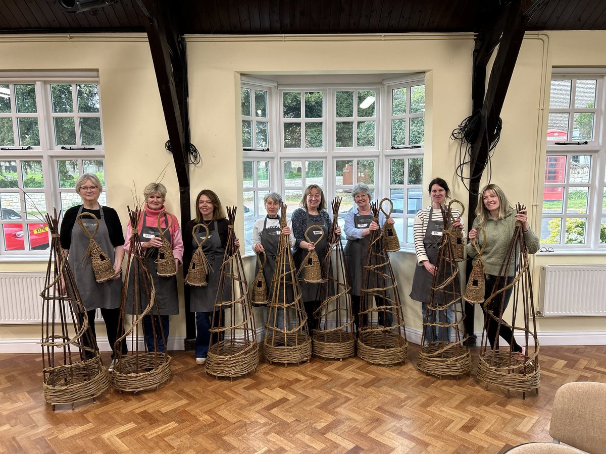 A snap from our WILLOW WIGWAM AND BIRDHOUSE WORKSHOP; a thoroughly enjoyable day making a substantial wigwam and a beautiful birdhouse any garden bird would be proud to call home. This workshop is always a fun day, and very productive!  threelittlepigs.net #tlpcraftworkshops